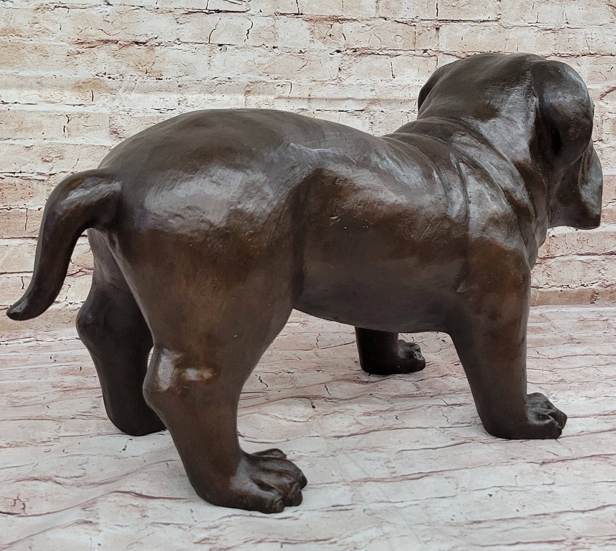 Bronzhaus – Engroshandel Skulptur – Livsstørrelse engelsk bulldog hvalp bronzestatue skulptur figur 14 „x 24"6