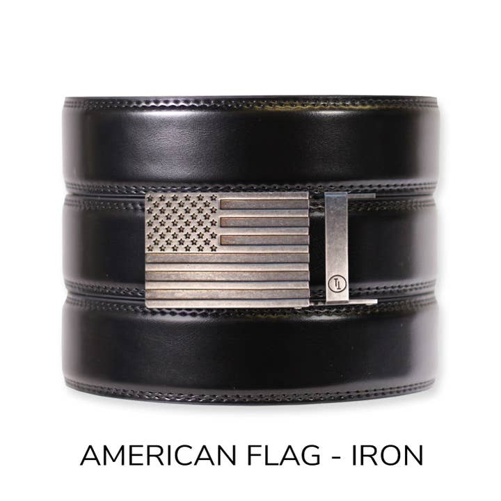 Tough Apparel – Engroshandel Bælte - Herre – Glans Sort Læder Ratchet Bælte & Spænde Sæt16