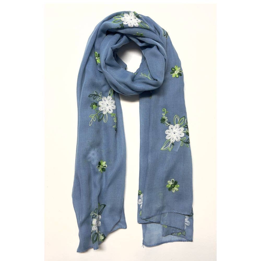 Humble Hilo – Engroshandel Tørklæde - Dame – Humble Hilo Broderet tørklæde/sjal med blomster48