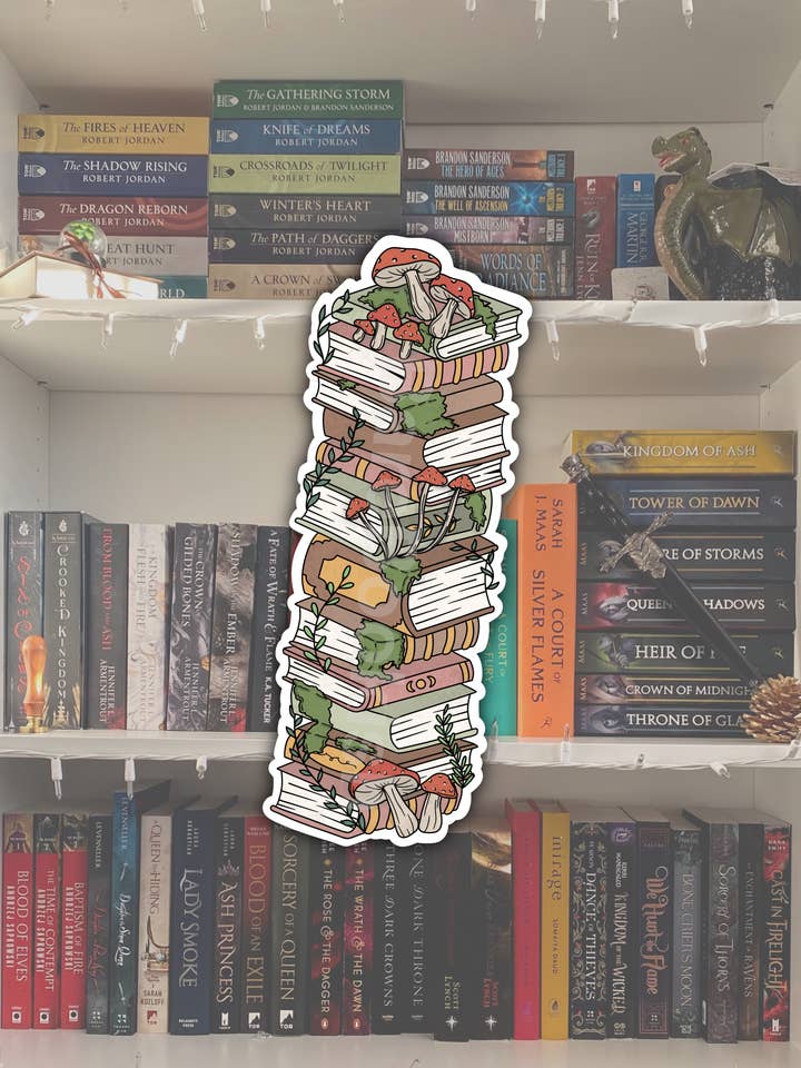 Cottagecore Mushroom Bookstack Bookmark | Book Stack Shaped for wholesale by BareBookish