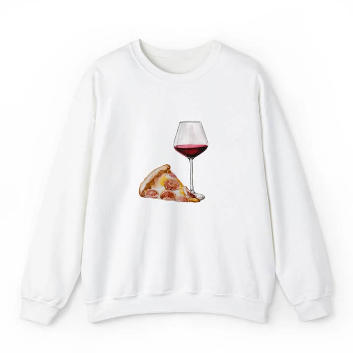 Wine & Pizza Sweatshirt for wholesale by Emral Clothing