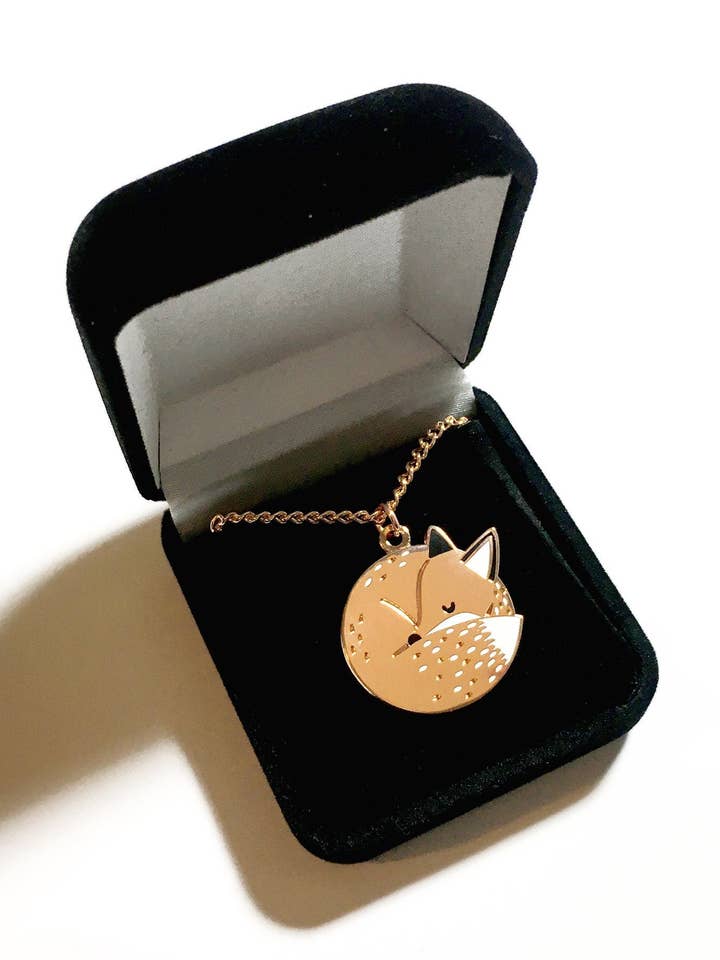 Sleeping Fox Necklace With Velvet Box for wholesale by Tom Hardwick