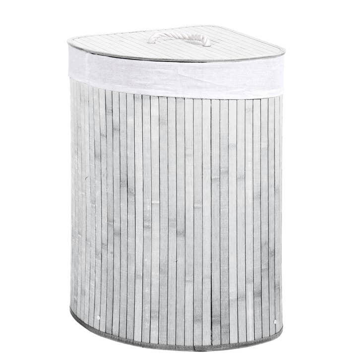 Capra Attilio - Wholesale Laundry Basket - Corner Bamboo Laundry Hamper WHITE