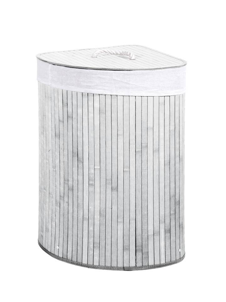 Corner Bamboo Laundry Hamper WHITE for wholesale by Capra Attilio