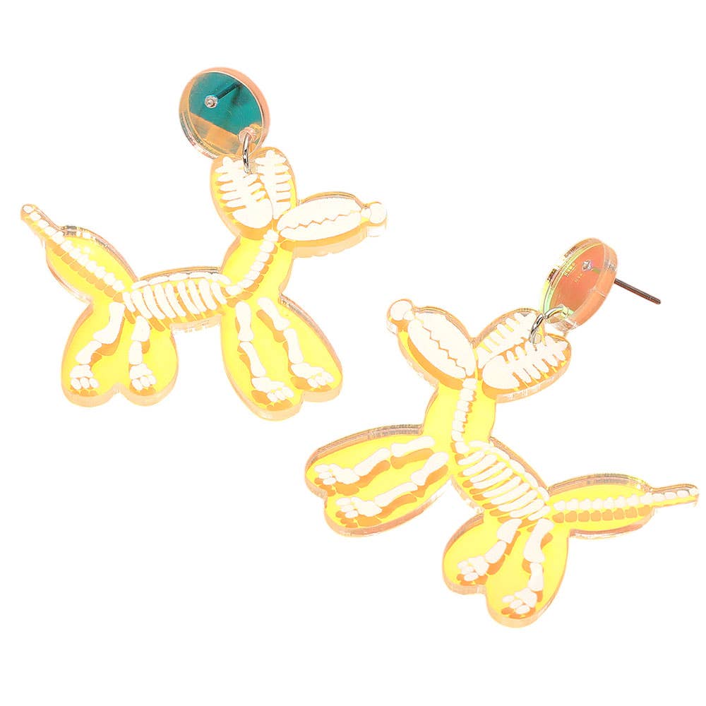 Sensibling Corp. - Wholesale Dangle Earrings - Halloween Skeleton Balloon Dog Dangle Earrings1