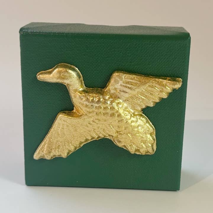 4x4 Canvas - Mallard Intaglio on Green for wholesale by Sidebar Designs