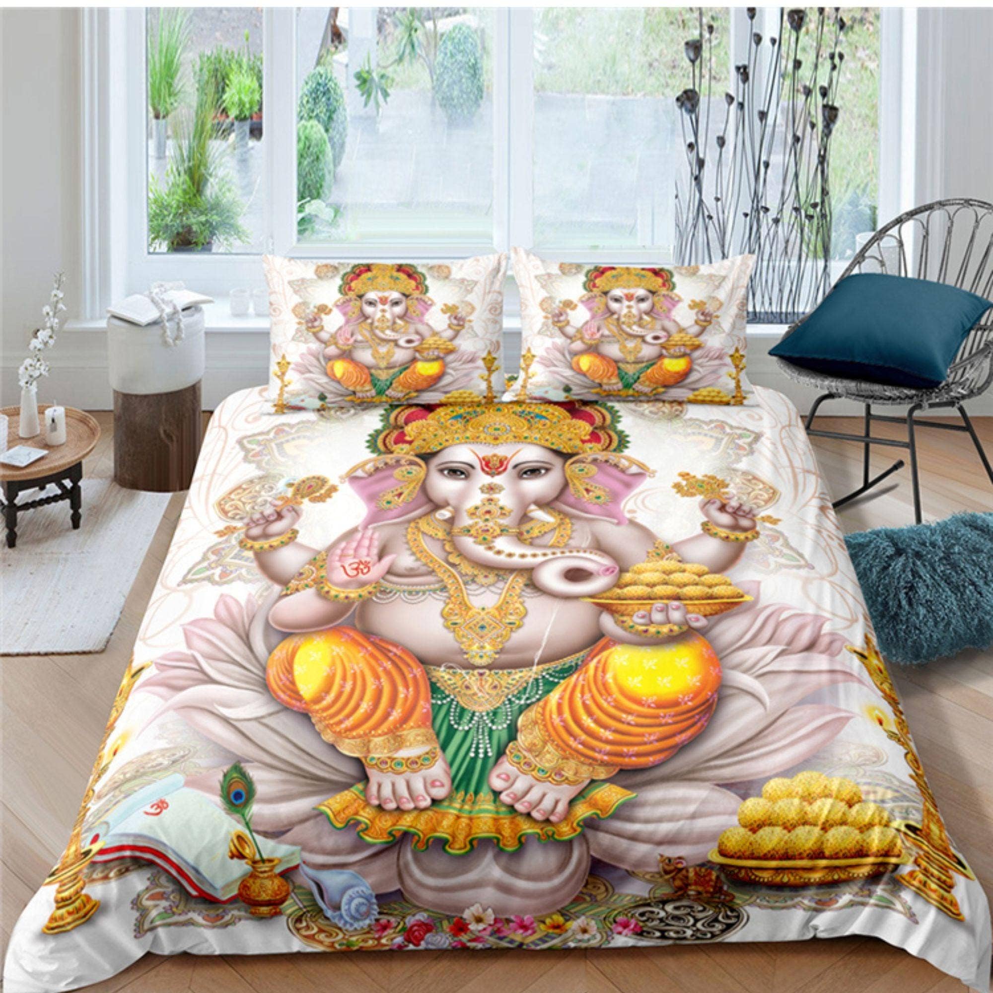 daintyduvet – wholesale Bedding set – Ganesha Duvet Cover Set Indian Decor, Bedspread Elephant Gift Bedding Set0