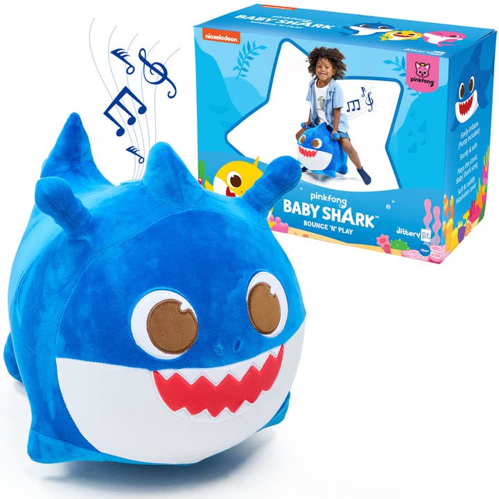Giocattolo cavalcabile in peluche Baby Shark (Papà) Bouncy - per bambini piccoli per la vendita all'ingrosso da parte di JitteryGit