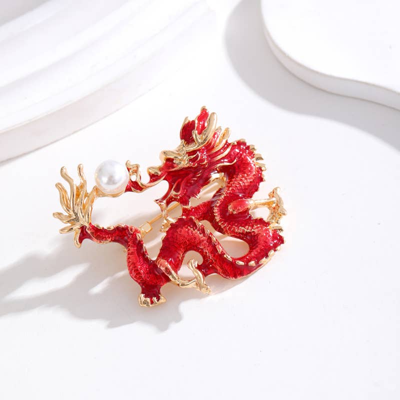 Ole - Wholesale Brooch - Chinese Style Auspicious Dragon Brooch Pin 9