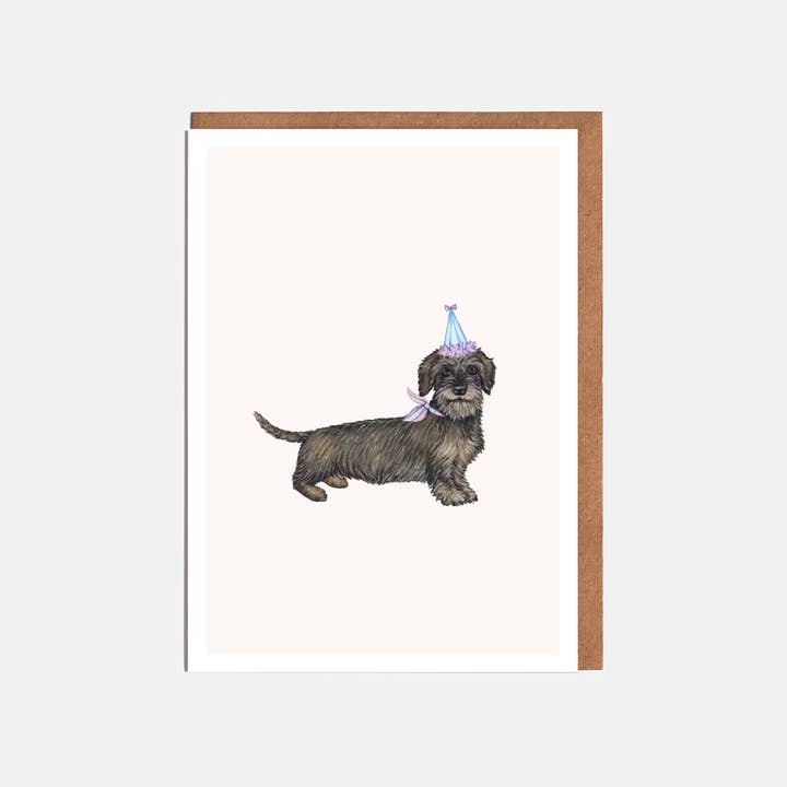 Lottie Murphy - Venta al por mayor Tarjetas de cumpleaños - Tarjeta de felicitación para perro salchicha con pelo de alambre, en blanco o de cumpleaños