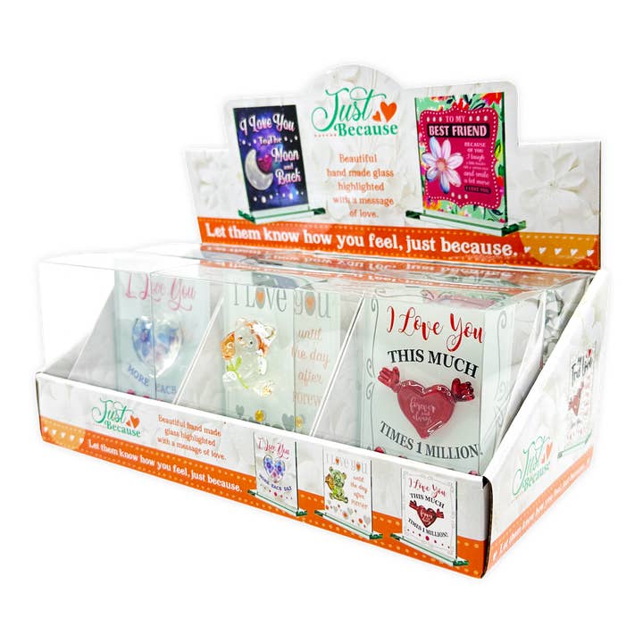 Mini Love Theme Glass Plaque Keepsake Assortment - 6/Display for wholesale by Novelty Brands