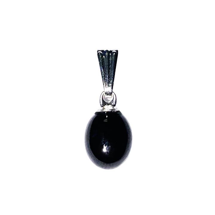 Black Spinel Pendant - Flat Stone for wholesale by France Mineraux