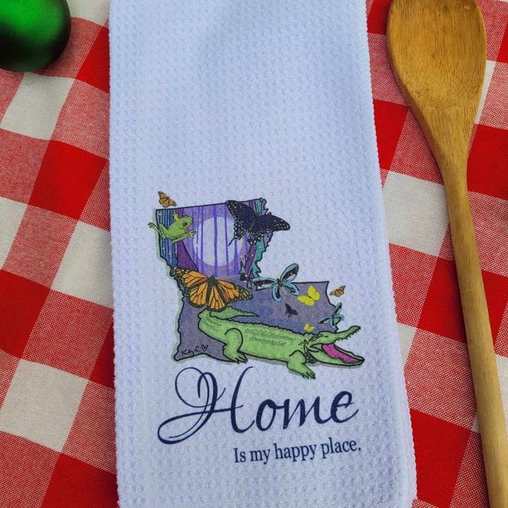 Kelly Airhart Studios - Wholesale Tea Towel - Louisiana Tea Towel. Home is My Happy Place.6