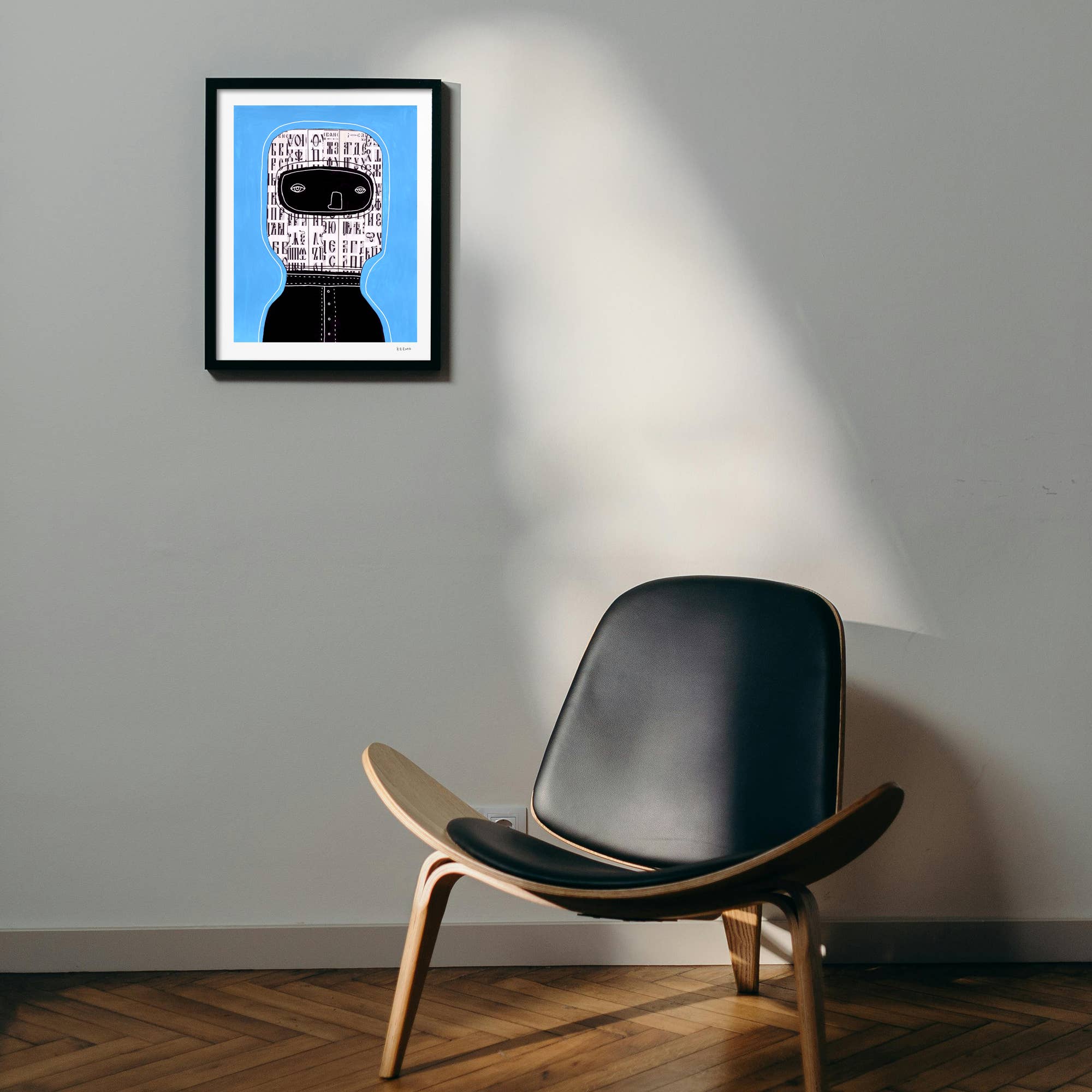 Keemo Gallery - Wholesale Art Print - Abstract Art Print Unique Wall Decor Text Font Blue Keemo7