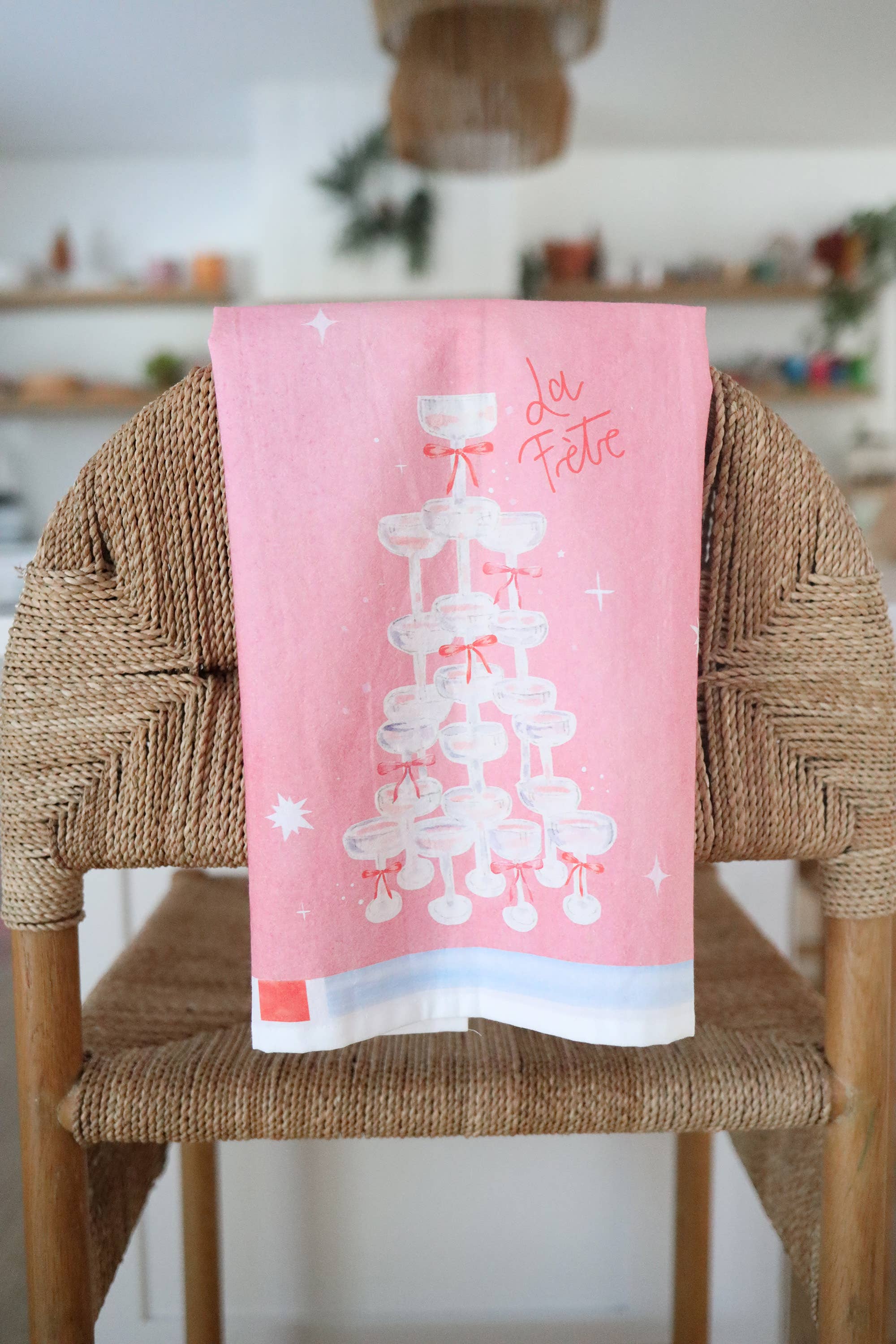 Stephanie Tara Stationery – wholesale Kökshandduk – La Fete champagne kökshandduk i bomull, bröllop, brud1