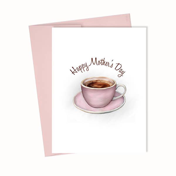 Mother's Day, Cute Watercolor Coffee Cup Happy Mother's Day for wholesale by Blue Stationery