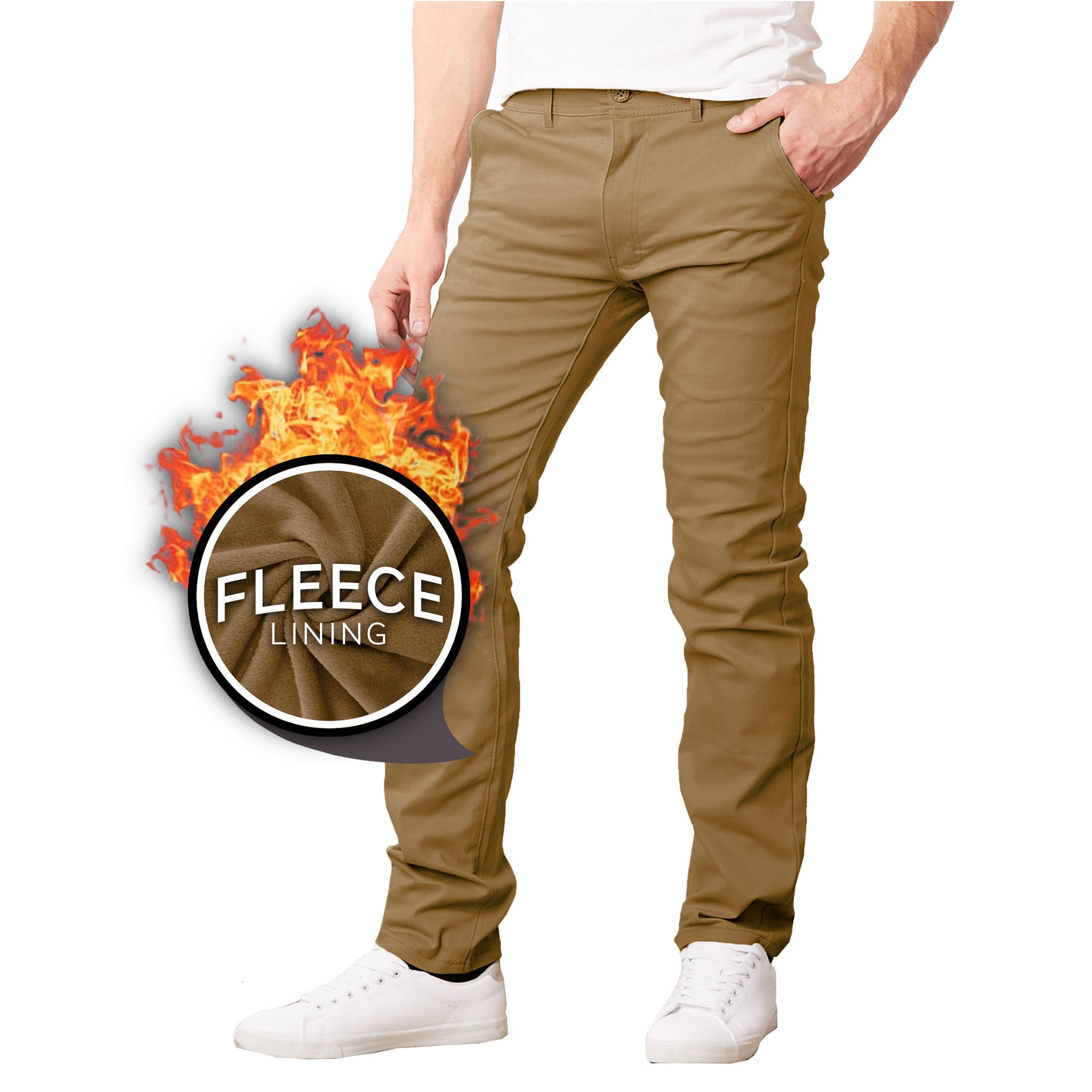 Galaxy By Harvic - Vente Pantalon – homme - Pantalon chino de travail extensible doublé en polaire pour homme3