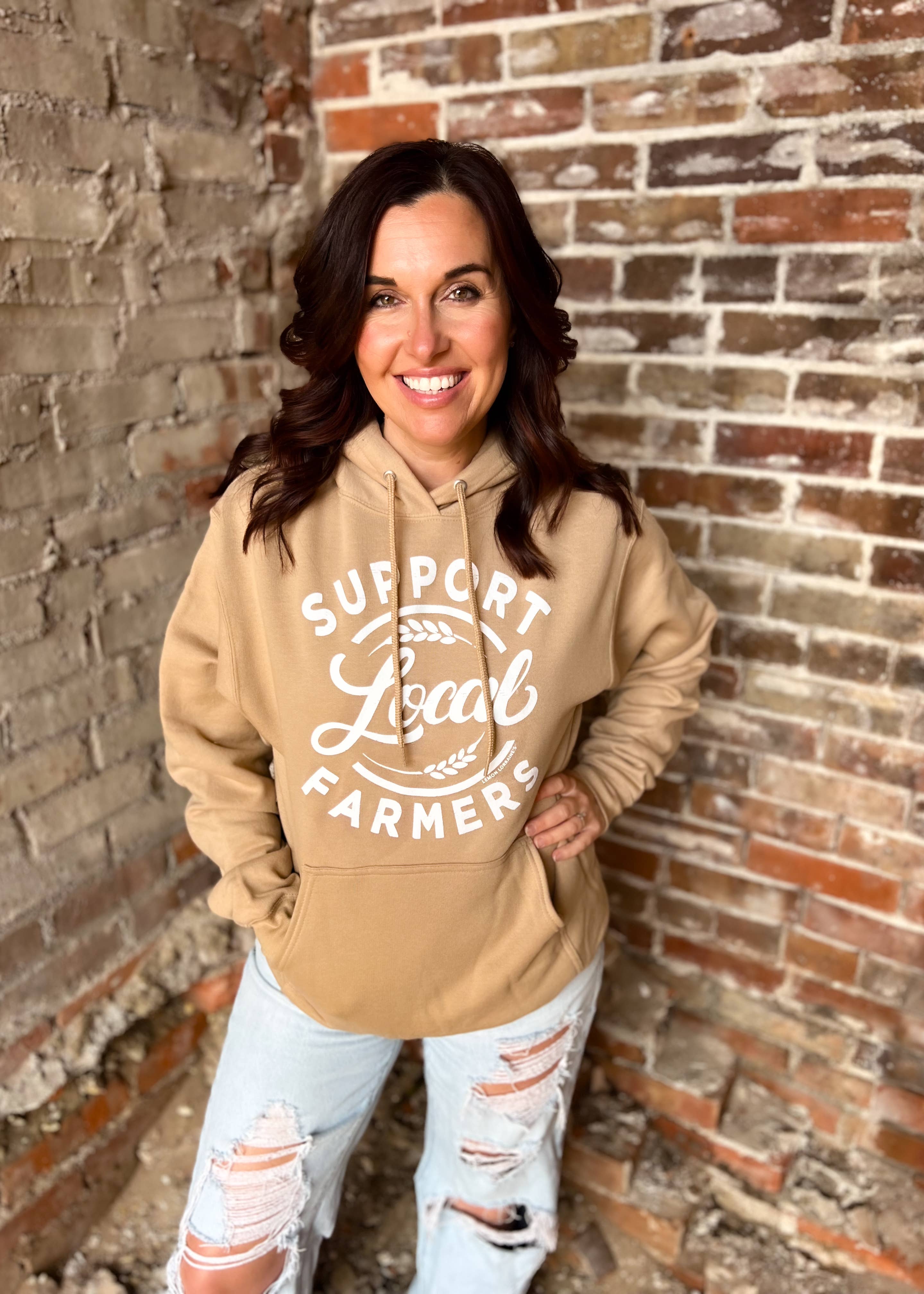 SUPPORT YOUR LOCAL FARMERS - Sand Hoodies for wholesale on Faire1