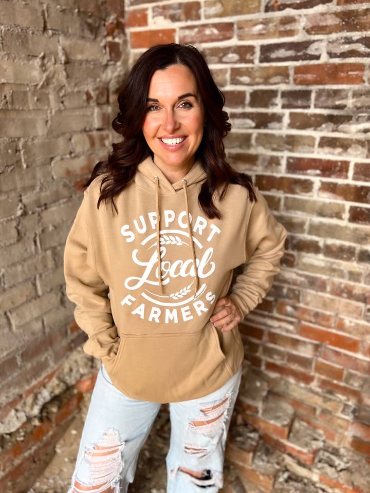 SUPPORT YOUR LOCAL FARMERS - Sand Hoodies for wholesale on Faire1