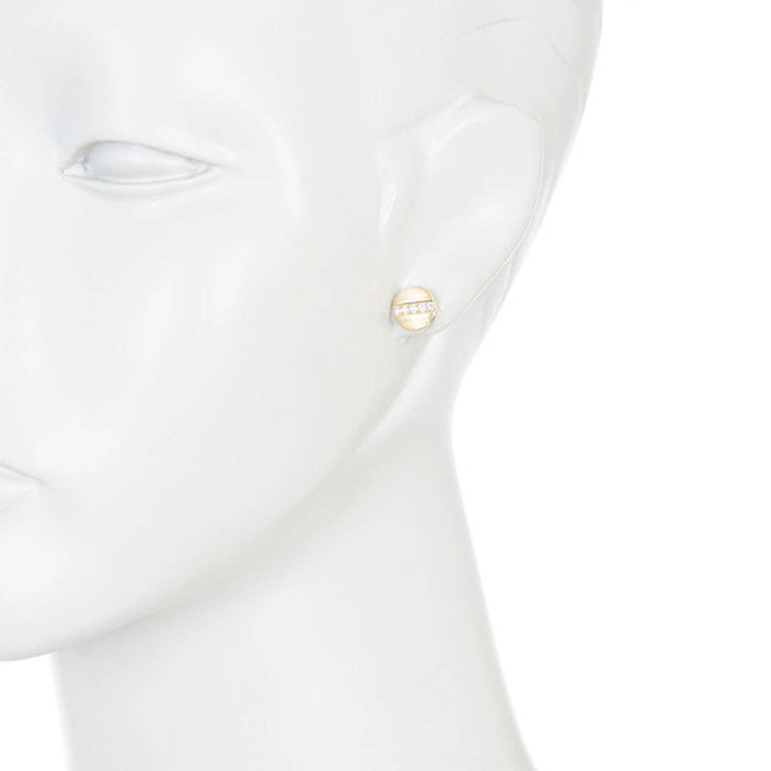 Adornia – wholesale Stud/post earrings – Pave Line Round Disc Studs silver gold1