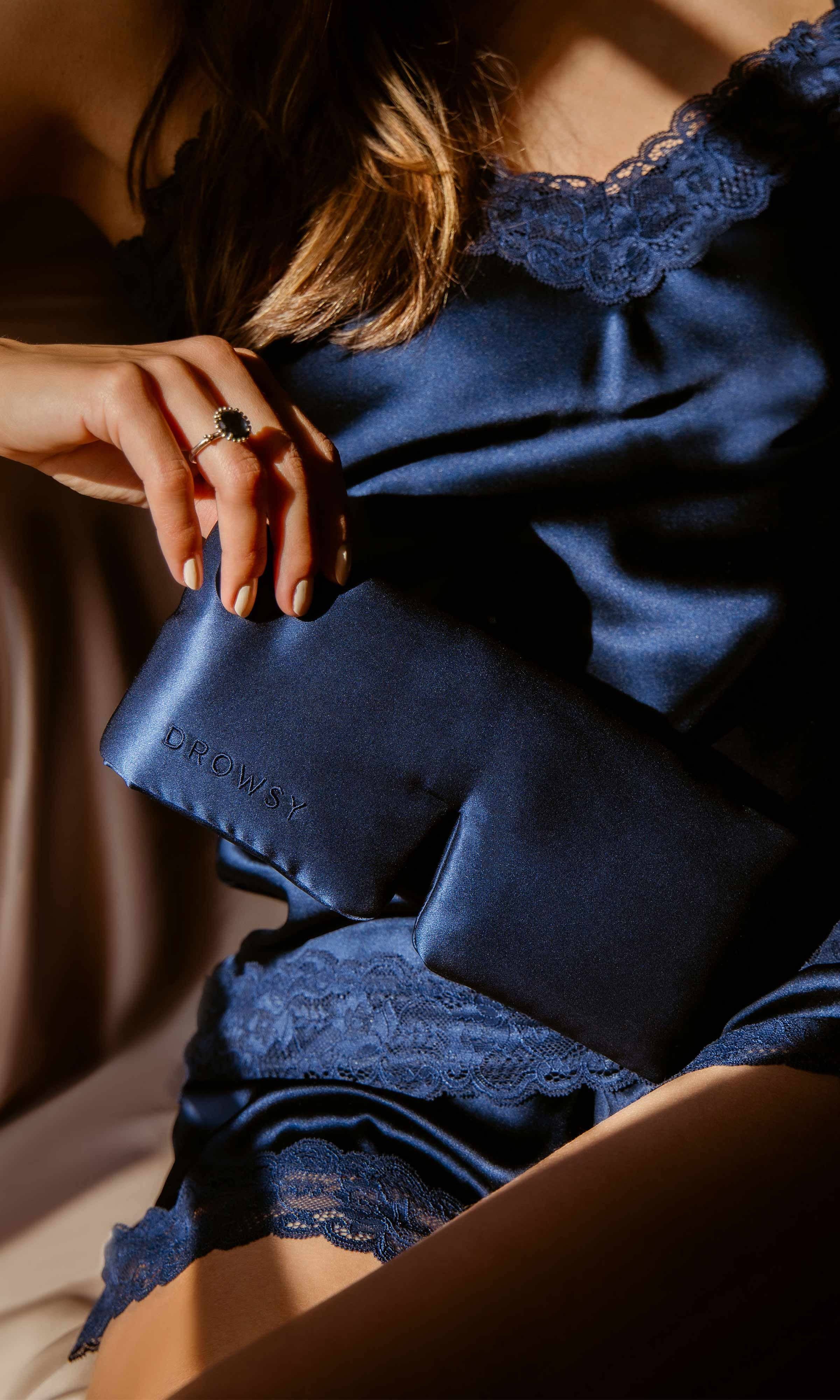 Drowsy Sleep Co. - Wholesale Sleep/Eye Mask - Midnight Blue Silk Sleep Mask2