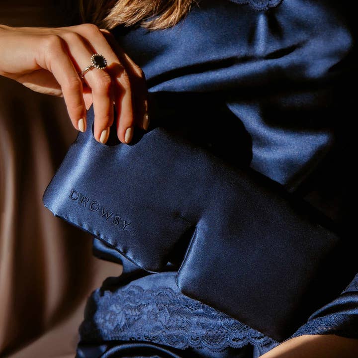 Drowsy Sleep Co. - Wholesale Sleep/Eye Mask - Midnight Blue Silk Sleep Mask2