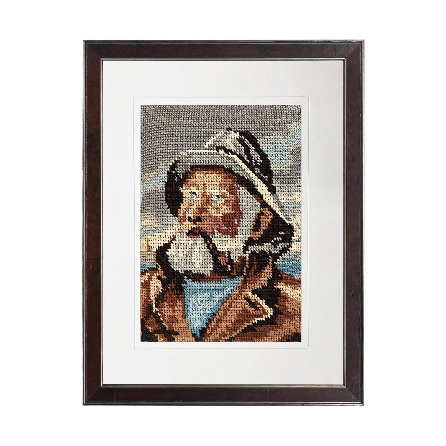 Antique Curiosities Inc - Wholesale Art Print - Needlework sea captain matted in cream0