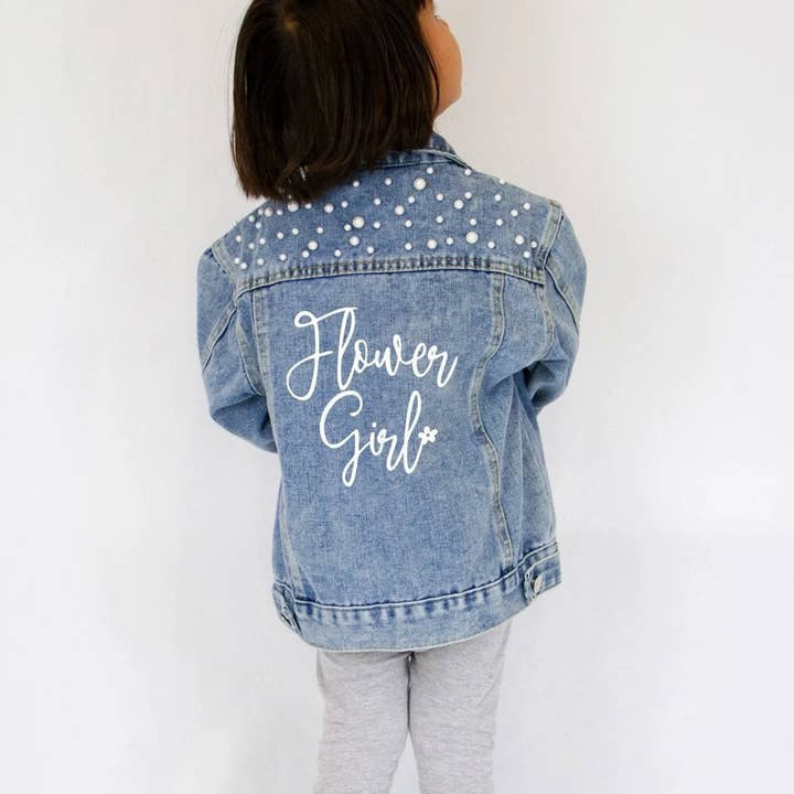Wedding Denim Jacket, Flower Girl Jean Jacket, Flower Girl for wholesale by GiftsbyPR