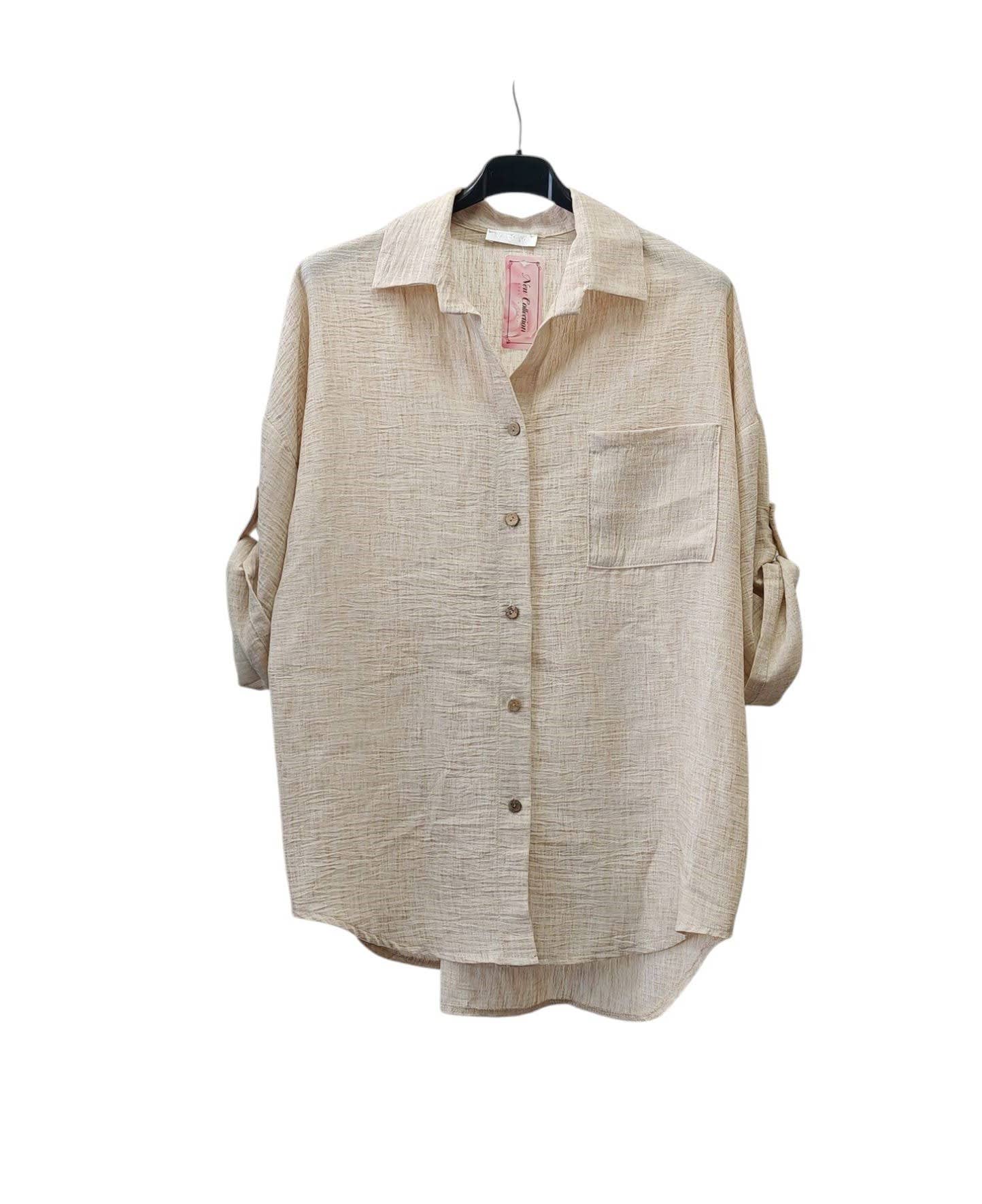 Superbia - Wholesale Button Down Shirt - Women's - Italian One Size Full Button Linen Shirt Blouse with Pocket27