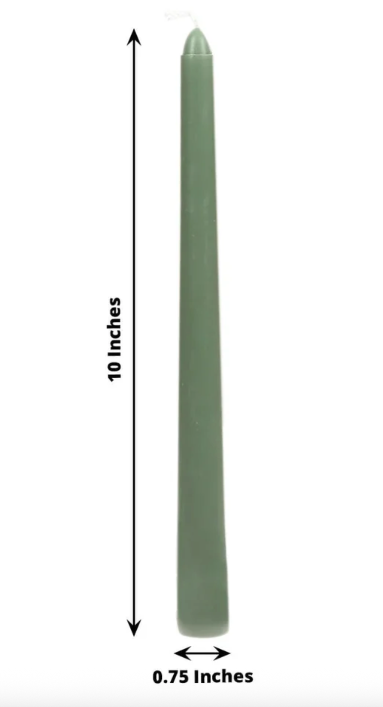 Elan Bazaar - Vente Bougies/bougeoirs coniques - 24 bougies effilées vert sauge poussiéreux sans fumée et sans goutte2