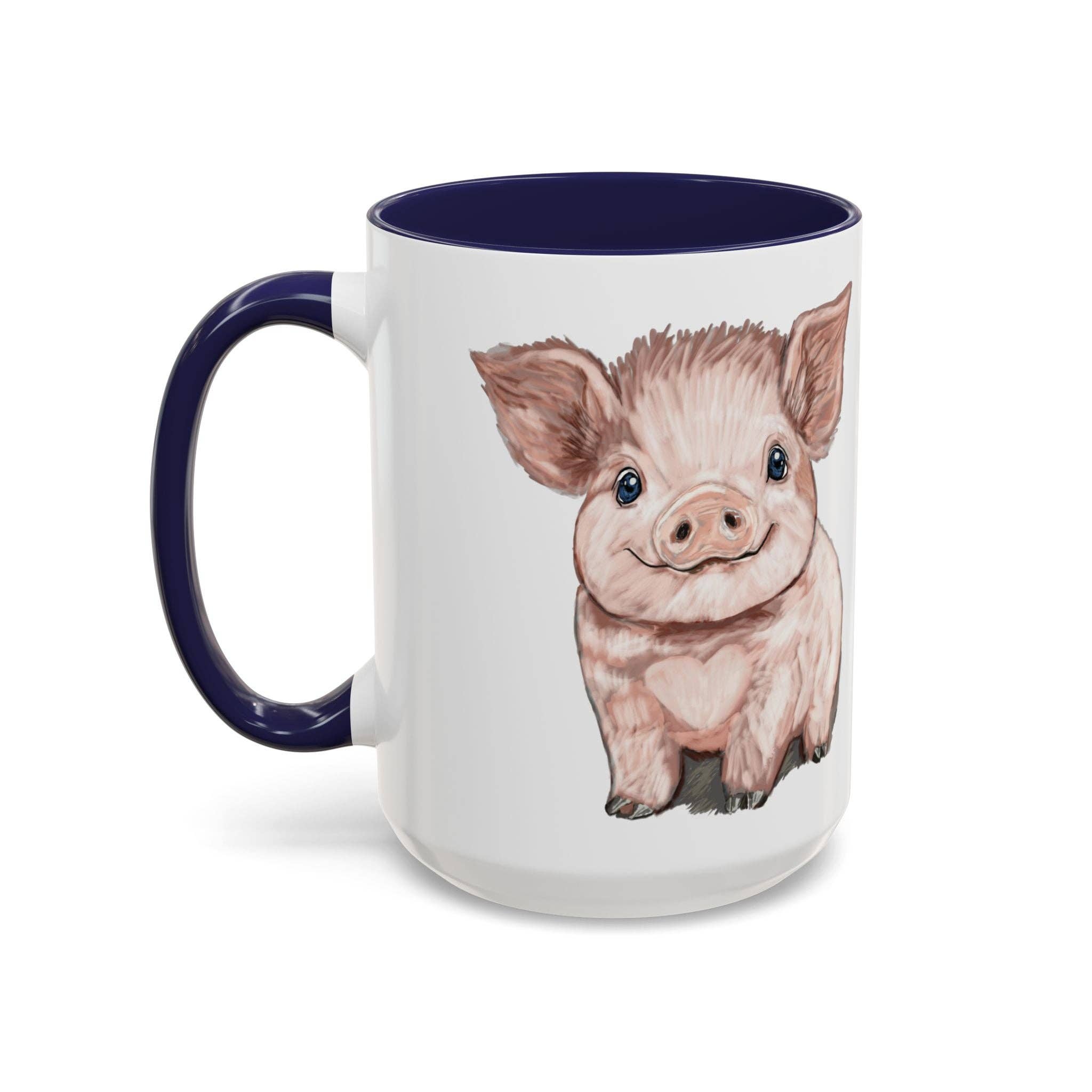 Blue Cava - Wholesale Coffee Mug - Adorable Piglet Two Tone Ceramic Mug - 11 oz & 15 oz27