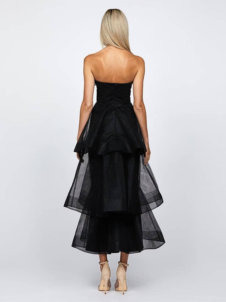 BLACK KASCADE TIERED RUFFLE MIDAXI B68D07L for wholesale on Faire