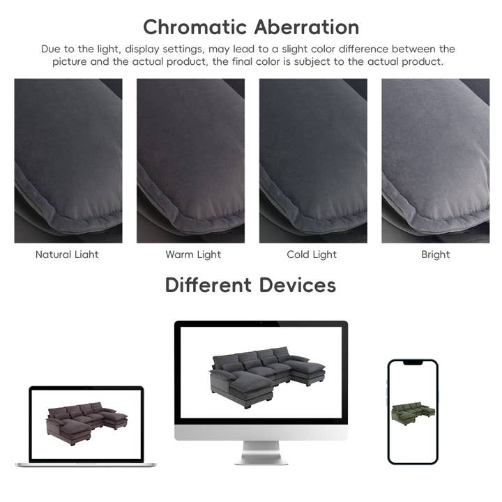 39F Inc. - Wholesale Sofa - 109.8" U-shaped Sectional Sofa with Chaise & Waist Pillows6