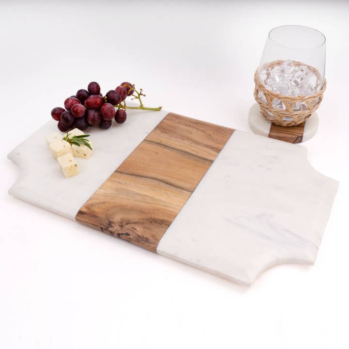 8 Oak Lane - Wholesale Coasters - Marble & Wood Round Coaster Set6