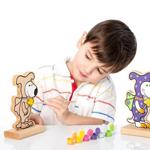 Puppy Wizard Bastelset aus Holz zum Bemalen für den Großhandel von Wooden Toys