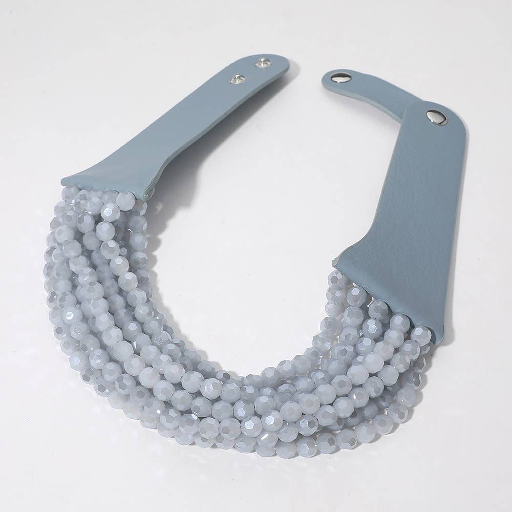 Sensibling Corp. – Engroshandel Perlehalskæde – Chunky akryl perle multi-lags faux læder halskæde5