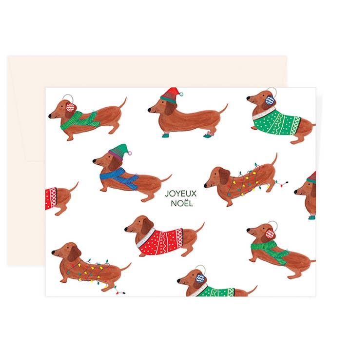 Christmas Dogs Joyeux Noel Card for wholesale by Paige & Willow