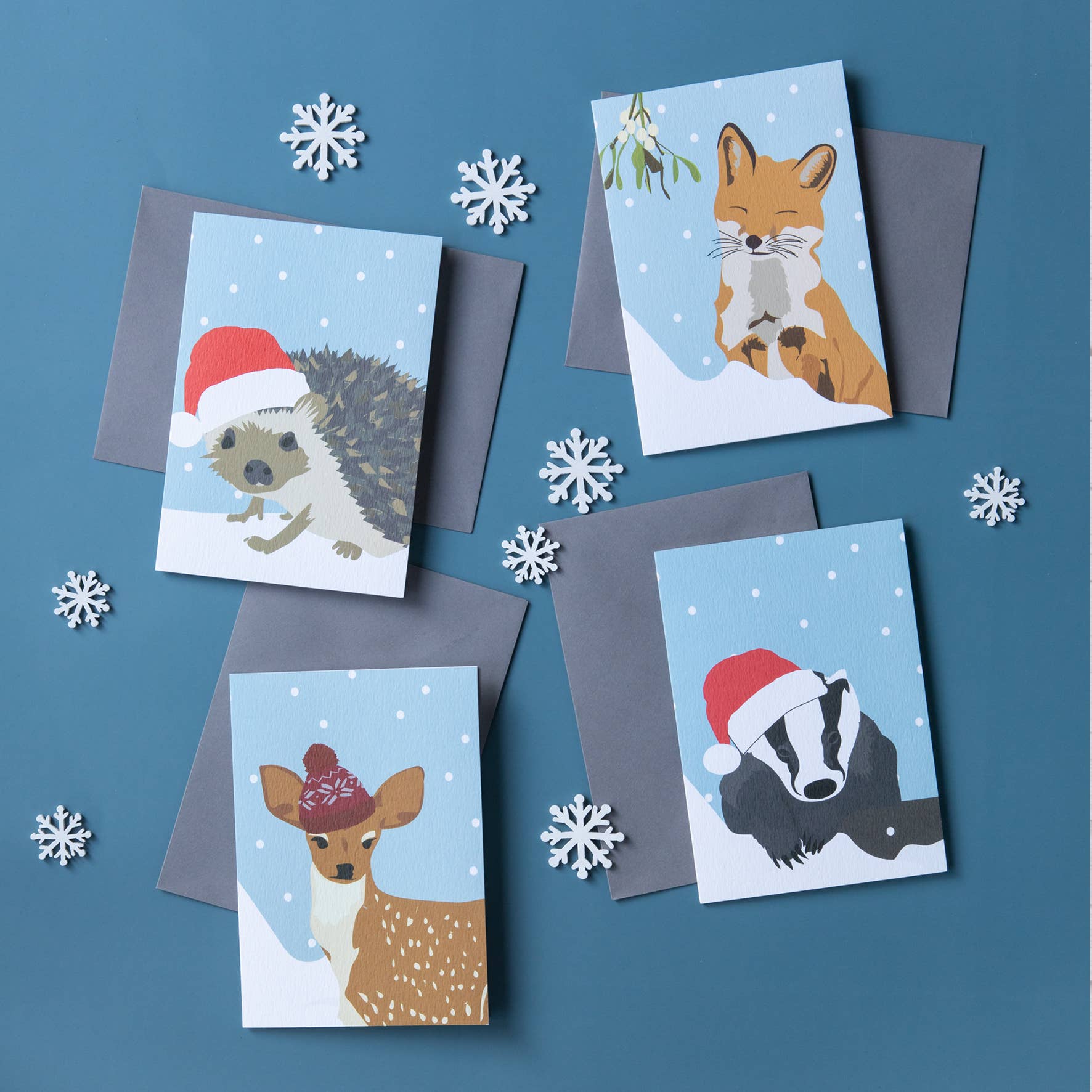 Lorna Syson - Wholesale Christmas Card - Christmas Hedgehog Card with santa hat1
