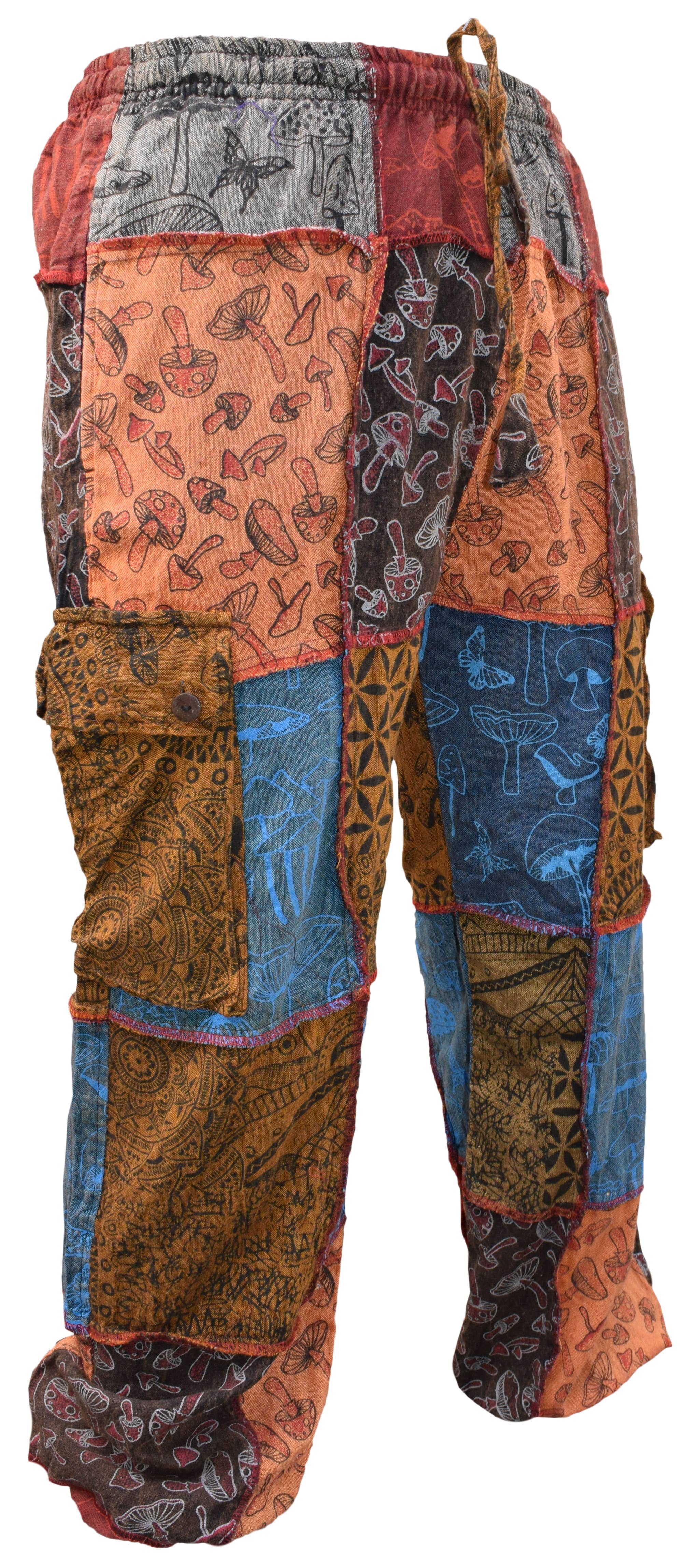 Gheri - Wholesale Broek - Uniseks - Patchwork Paddenstoel Print Yoga Cargo Zakbroek2