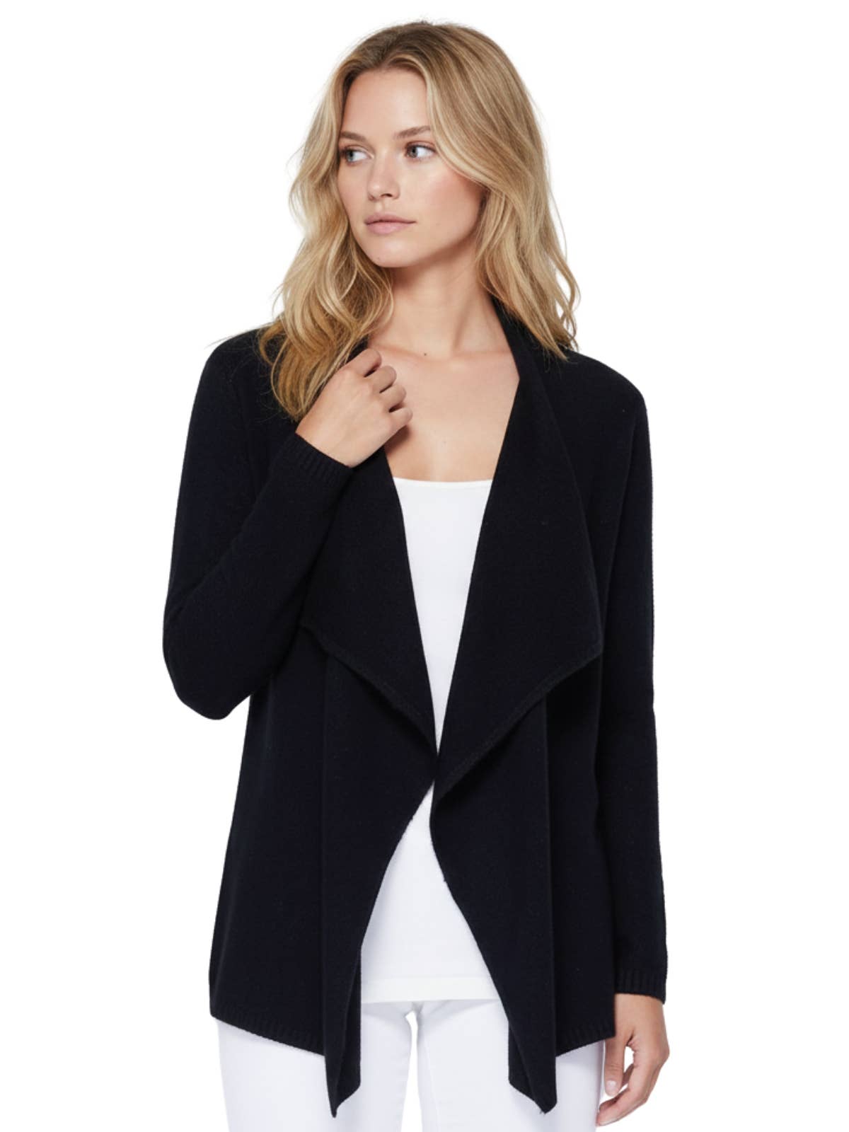 Mak - Wholesale Cardigan - Women's - Long Sleeve Open Front Draped Sweater Cardigan MK8218