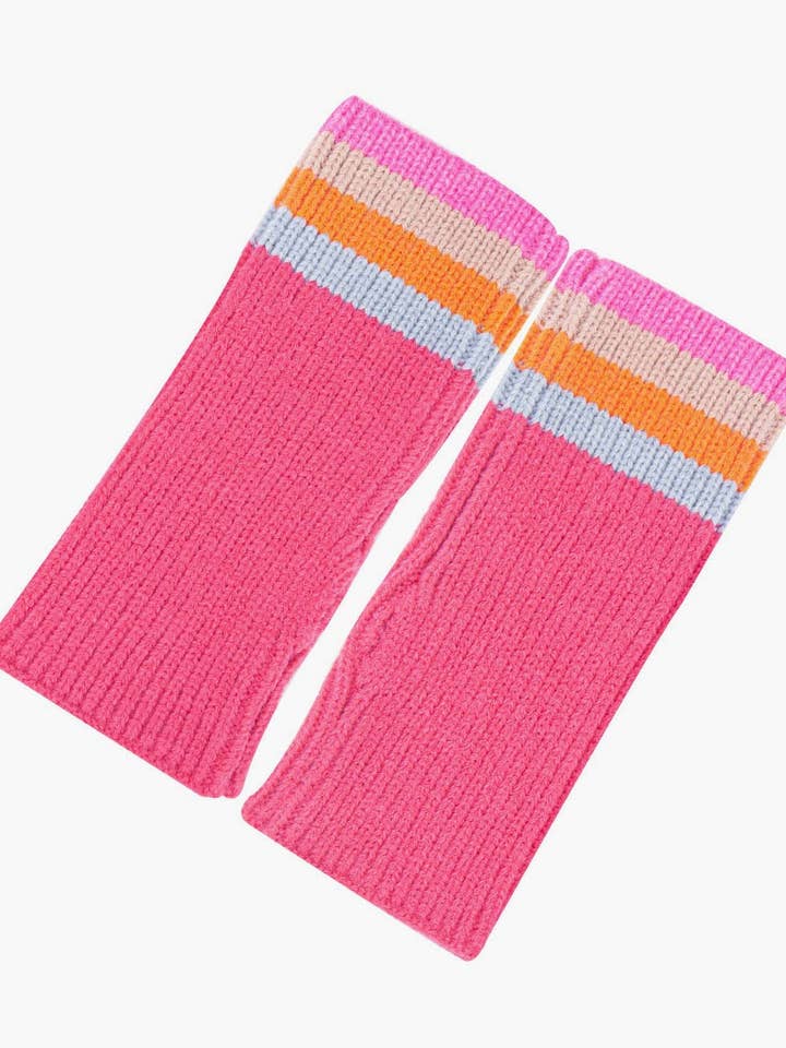 Mitaines pour poignets Dollie - Rose vif, Rayures arc-en-ciel pour la vente par Sarta Accessories