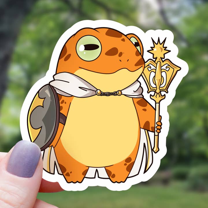Cleric Tabletop RPG Class Frog Sticker - 3" for wholesale by Mimic Gaming Co