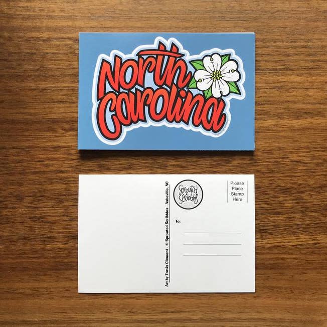 Sprouted Scribbles - Wholesale Postcard - North Carolina Postcard - NC Dogwood Travel1