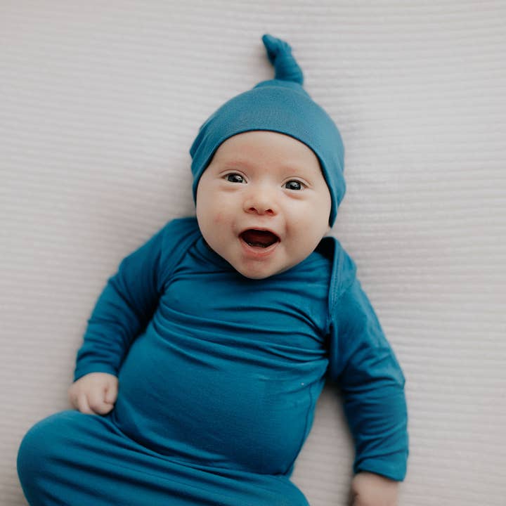 Three Little Tots – wholesale Baby gown – Baby – Blue Knotted Gown