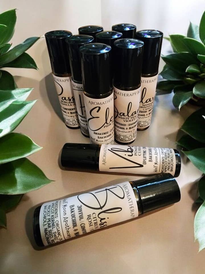 Aromatherapy Body Oils Collection | 10 ml Rollers for wholesale by Wolf Moon Apothecary Tx