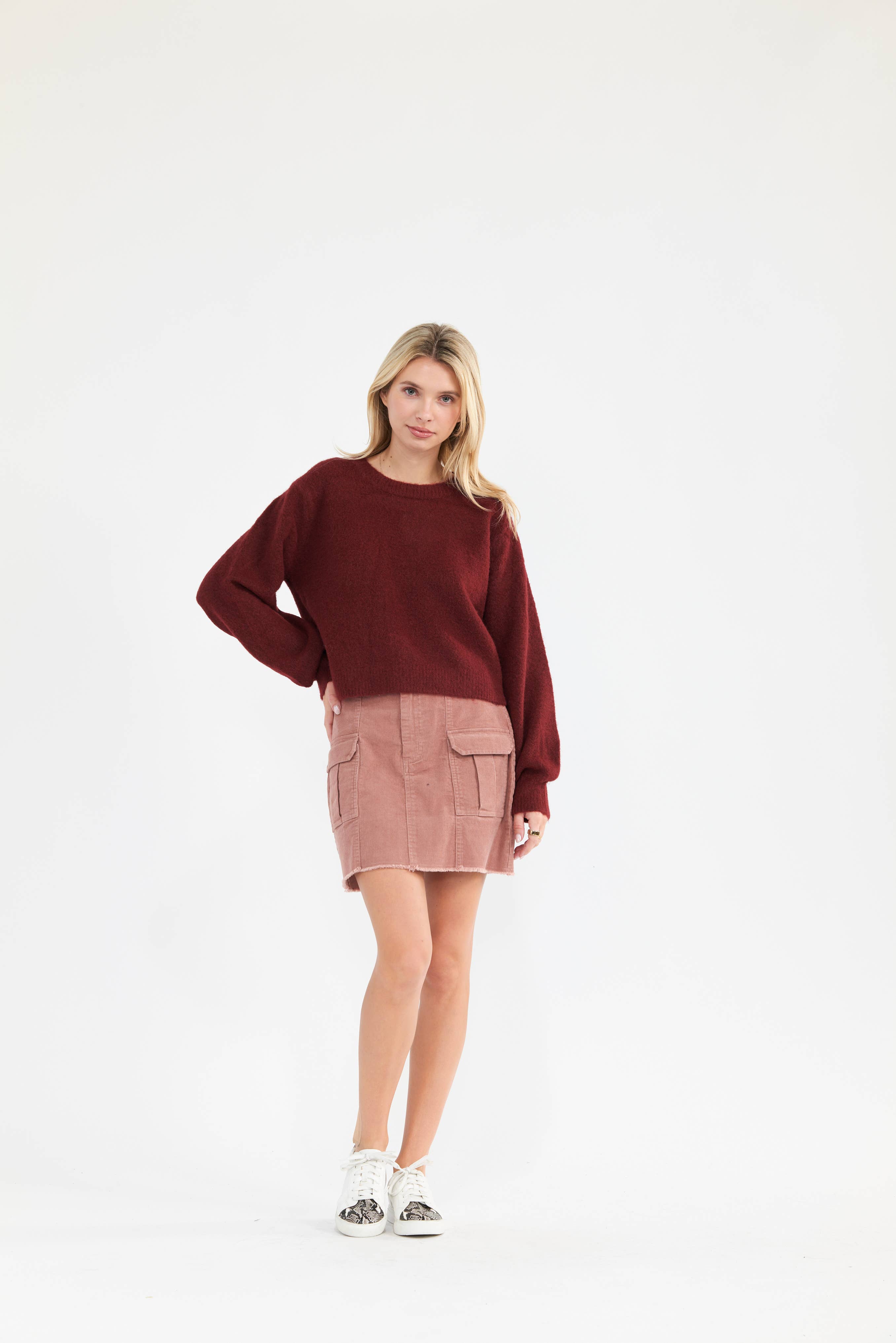 Newbury Kustom - Vente Pull en maille – femme - 11310-Pull en maille douce légèrement raccourci uni3