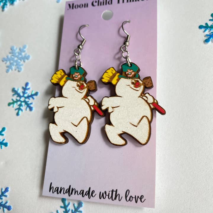 Frosty The Snowman Retro Classic Christmas Earrings for wholesale by Moon Child Trinkets
