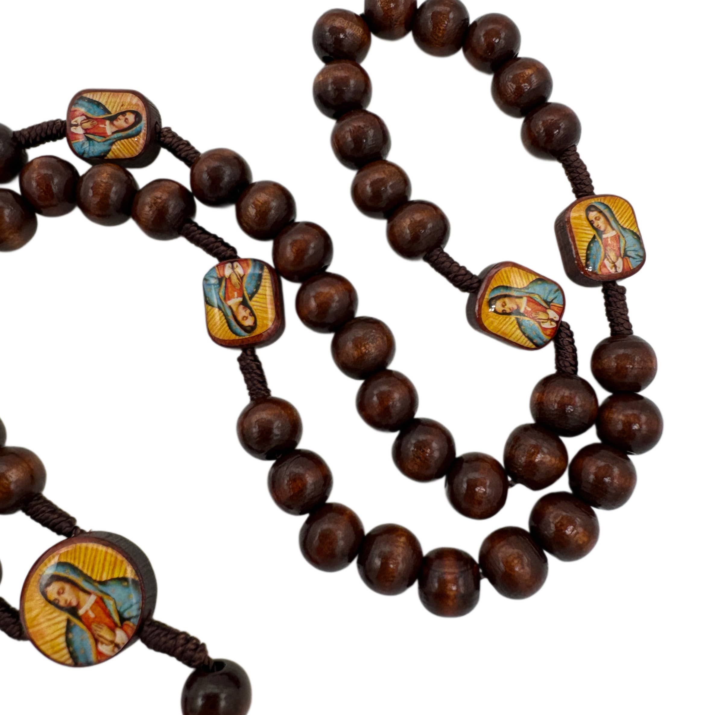 Oremus Mercy - Wholesale Prayer Beads Necklace - Rosary- Our Lady of Guadalupe LRG Wooden 18"2