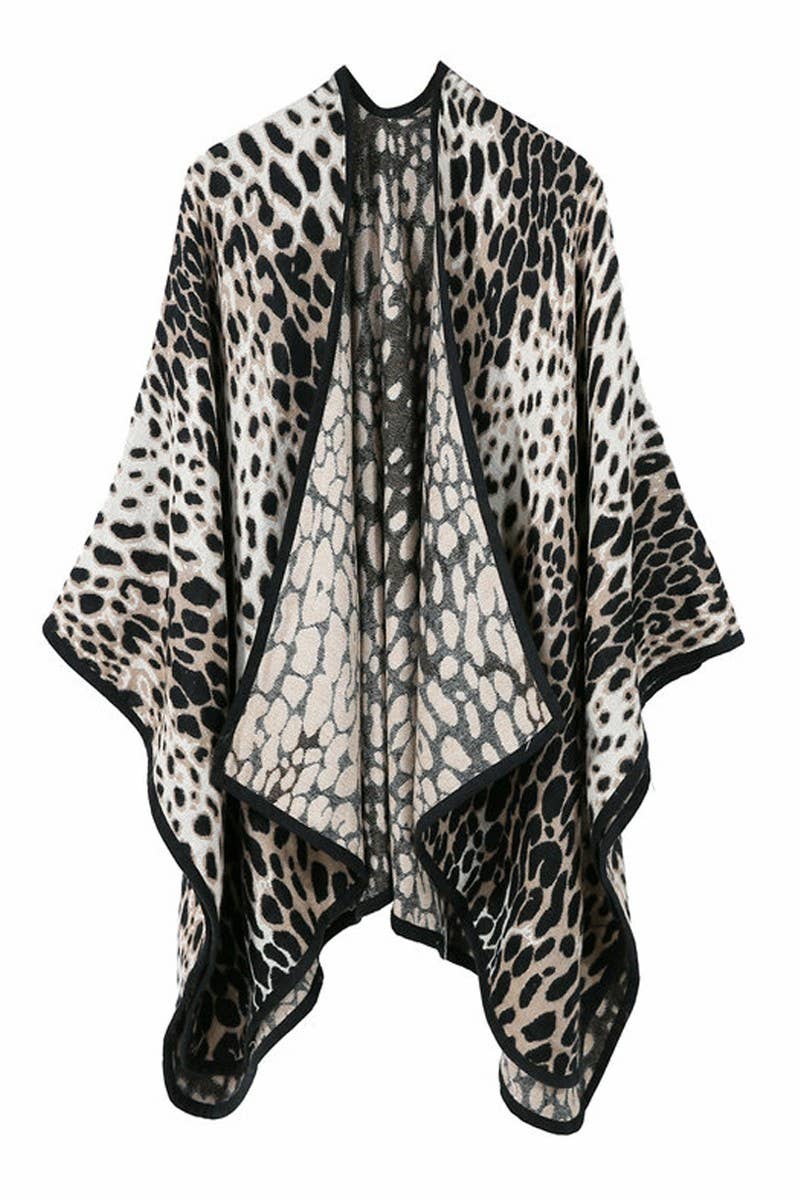 ACCITY - Wholesale Poncho - Women's - LEOPARD PRINTING SHAWL WRAP CAPE PONCHOS_CWASC0421