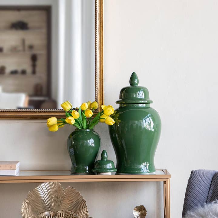 A&B Home Group Inc. - Wholesale Decorative Jar - D9.5x19" Emerald Ceramic Ginger Jar2